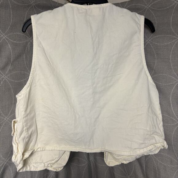 Vintage 90’s Women’s Pasta Camera Photographer Cream Vest Pockets Utility Medium - Picture 6 of 6